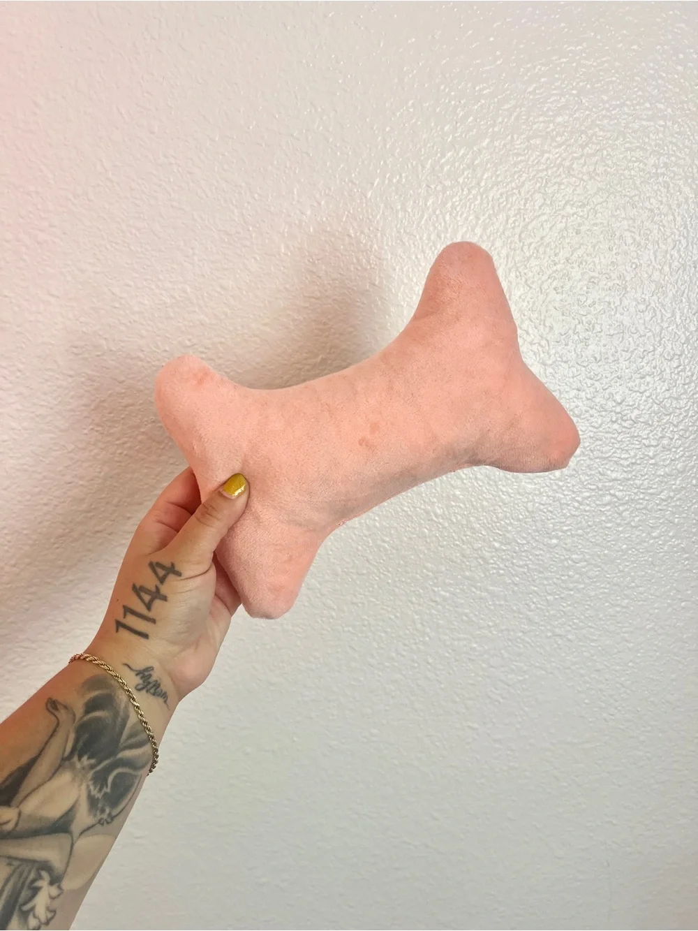 Plush Bone Dog Toy Pillow - Peach